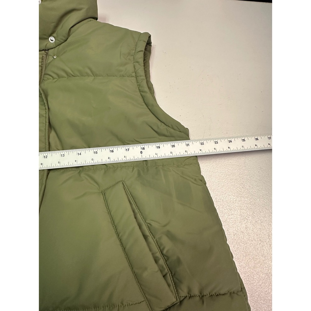Unbranded Olive Green Puffer Vest Womens Medium‎ Zip Snap Pockets Quilted - Picture 4 of 7
